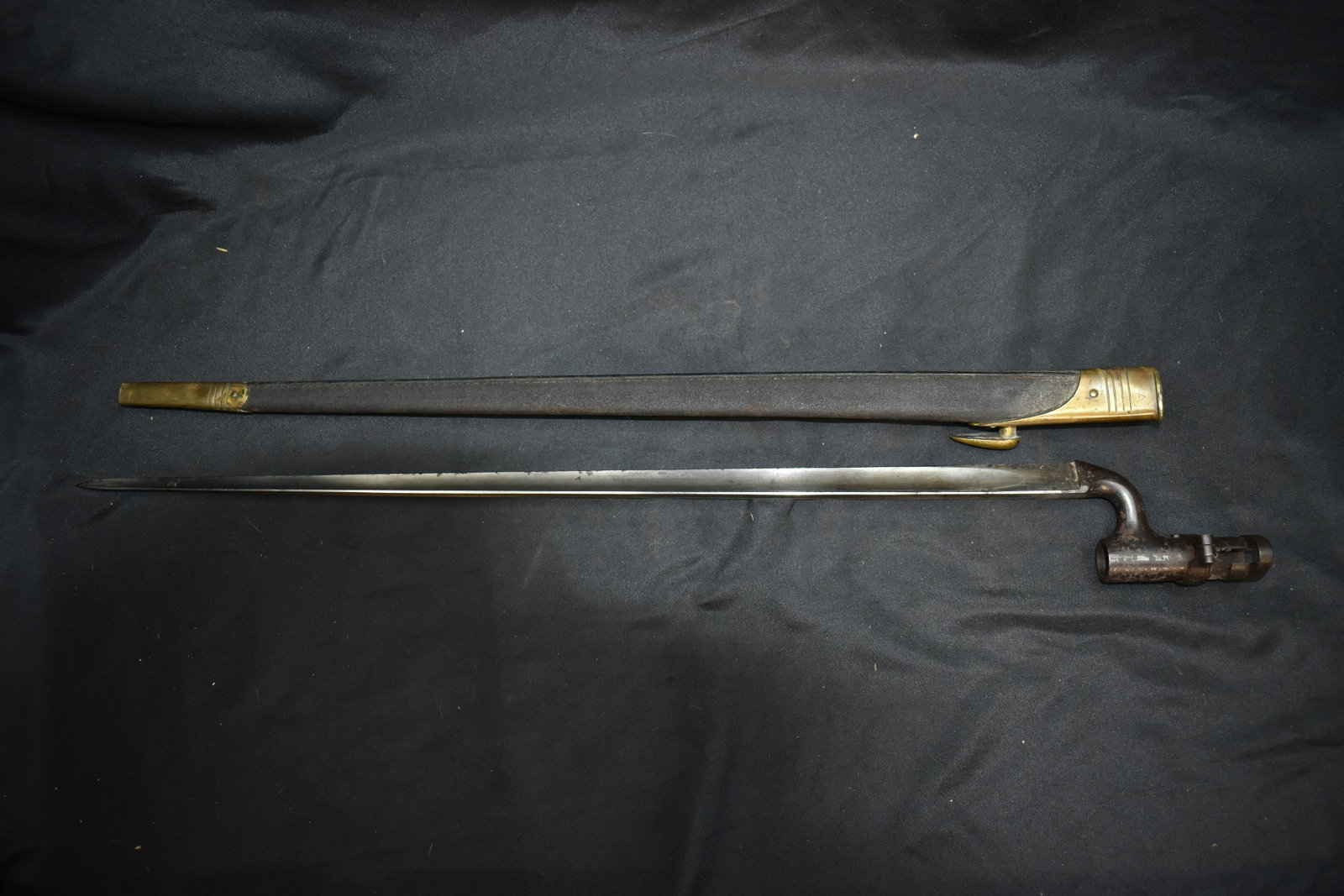 P1853 Angular Socket Bayonet: RSAF produced and fits a British Patern 1853 Type 2 Enfield Rifle Musket. The condition is incredible for being almost 170 years old.