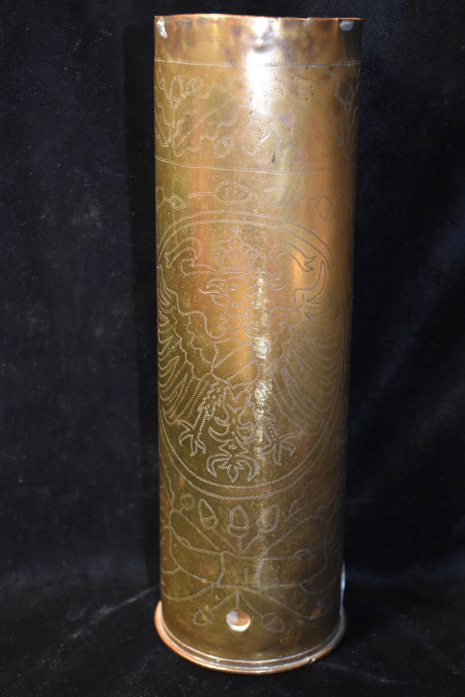 WORLD WAR 1914 - 1918 75 MM TRENCH ART ARTILLERY CASING (1 of 5)