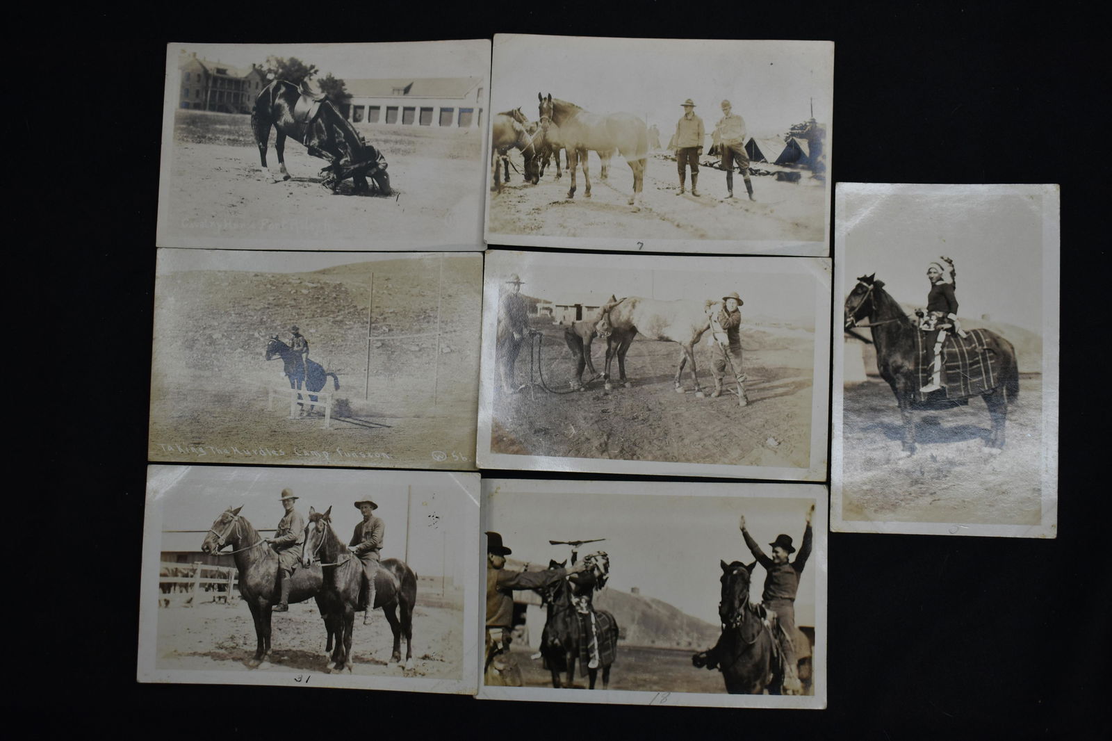 7 Postcard Photographs of soldiers on harses during WW1 (1 of 8)