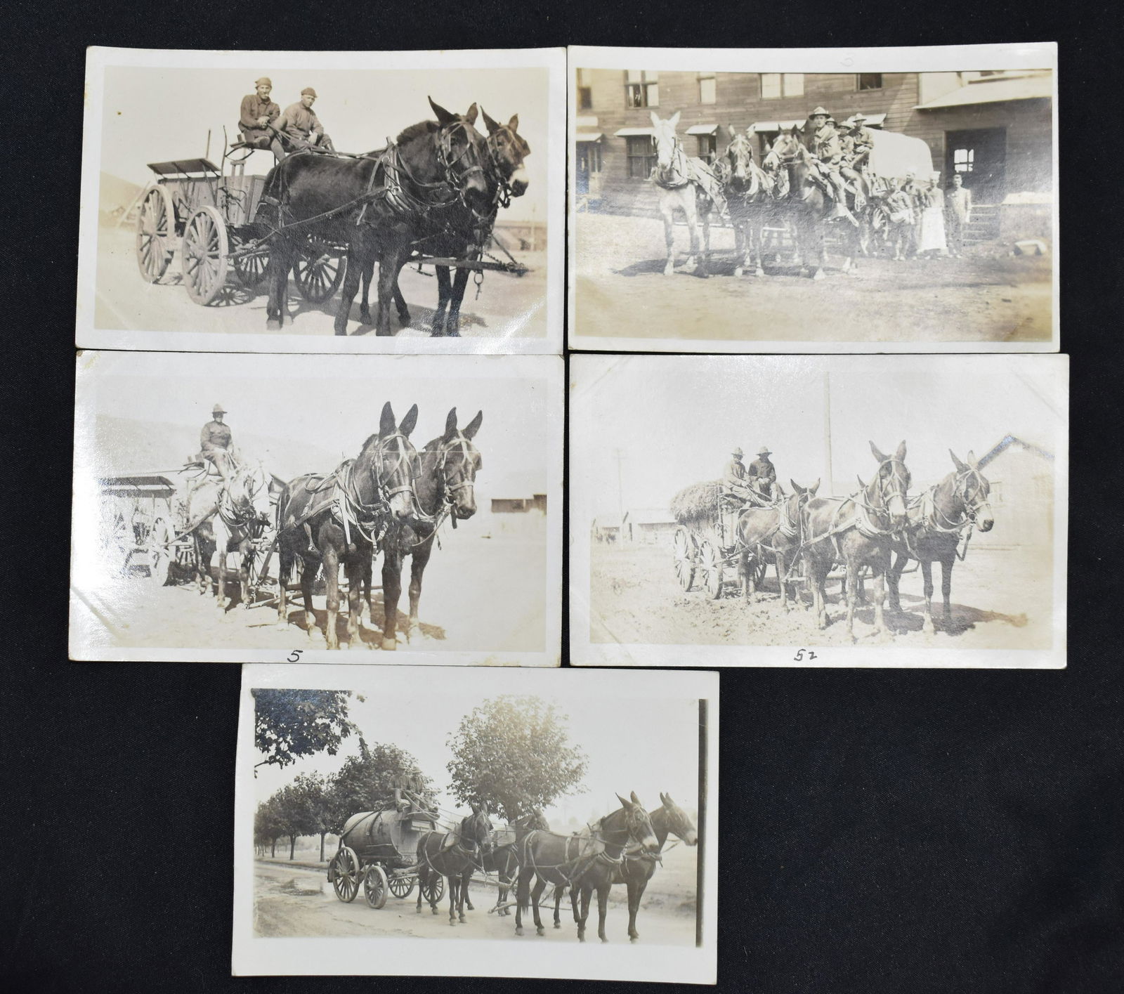 5 Postcards of Soldiers in Wagons during WW1 (1 of 6)