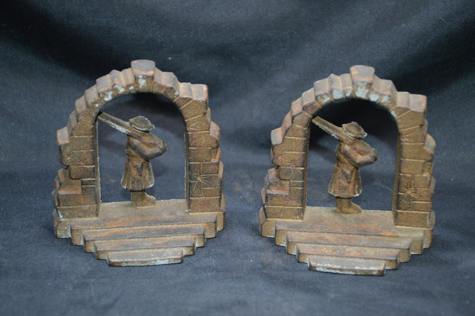 Set of WW1 Brass Bookends: Smaller version of the previous lot. 3 1/2 inches Tall.