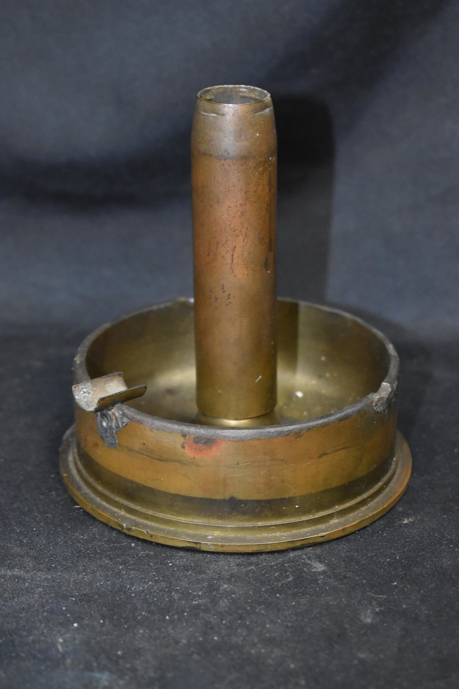 1943 WW2 50 Cal. Trench Art Ash Tray: Missing a couple cigarette stands. Made by soldiers to pass the time by between battles.