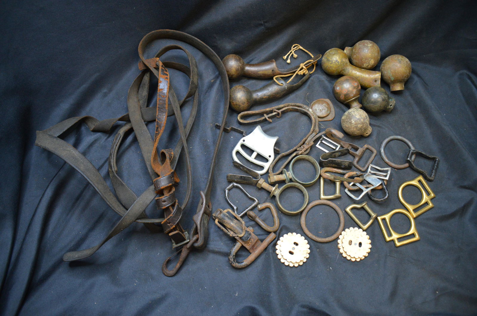 Large Group of Horse Buckles and Misc and 8 Brass Horse (1 of 8)