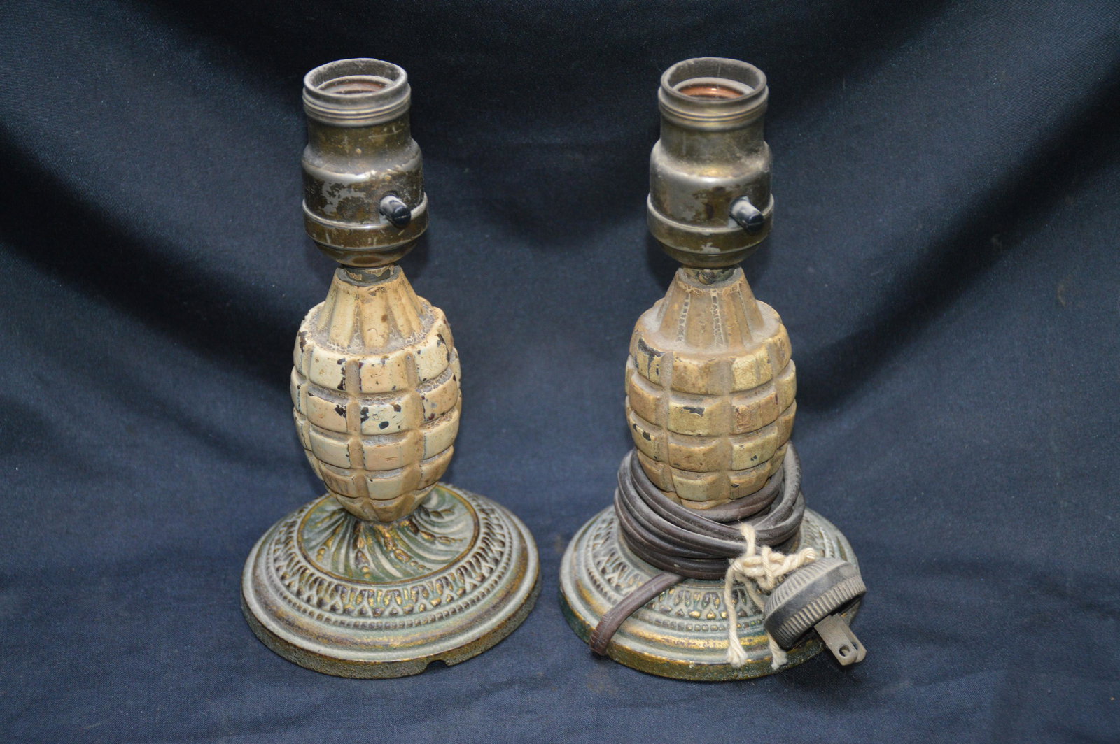 Set of Grenade Lamps.: 2 lamps that would look great in a man cave or Military Collection Room. 7 1/2 inches tall.