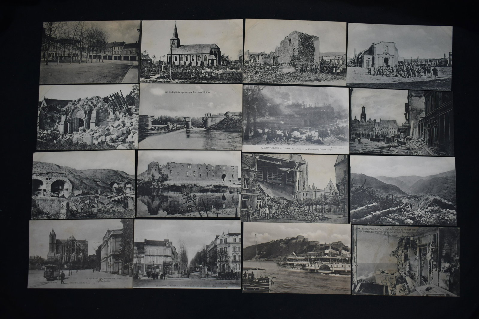 16 Postcards of Destruction in Germany During WW1: Great pictures of landscape , buildings , people , and Soldiers during WW1.
