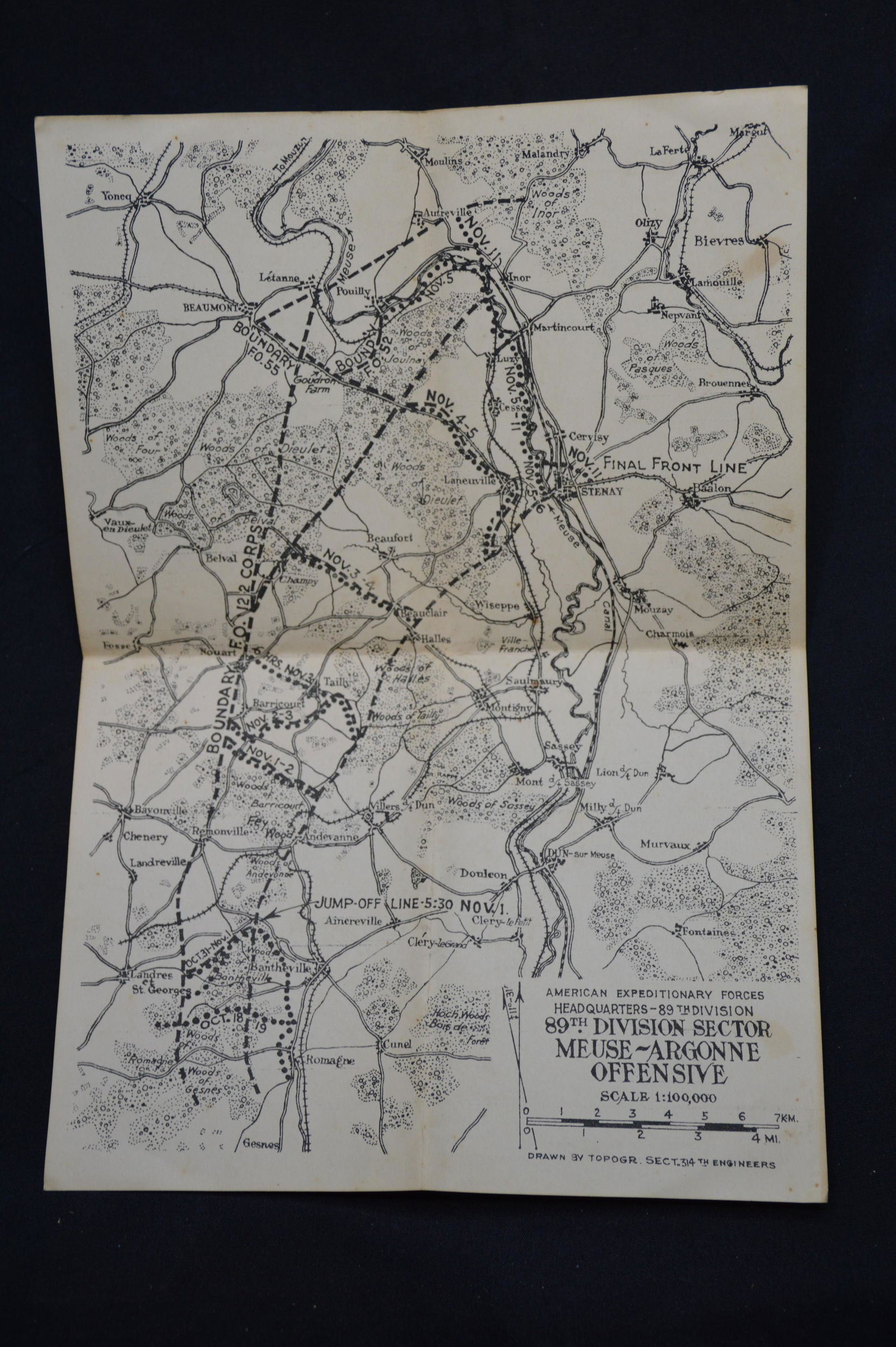 89th Division Sector Meuse - Argonne Offinsive Map (1 of 4)