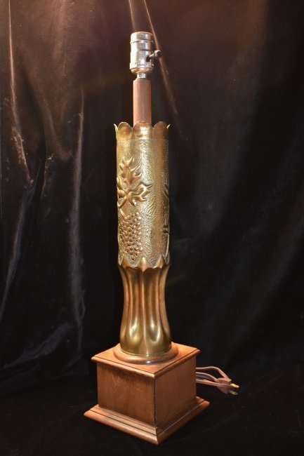 WW1 75MM Trench Art Lamp Flowers and Grapes (1 of 7)