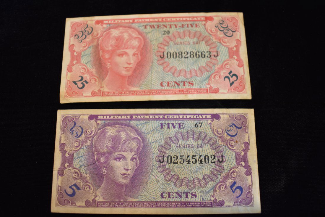 2 1965-1968 U.S. Military Payment Certificates - Vietnam-Era (1 of 3)