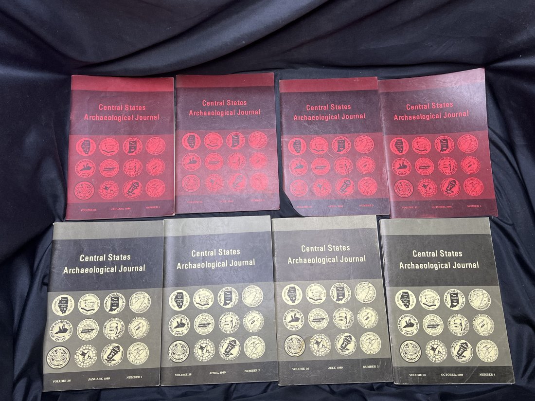 1988 & 1989 Central States Archaelogical Journal's: Volume 35 & 36, 8 total books. In great condition.