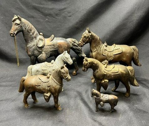Group of Brass Horses Statues (1 of 4)