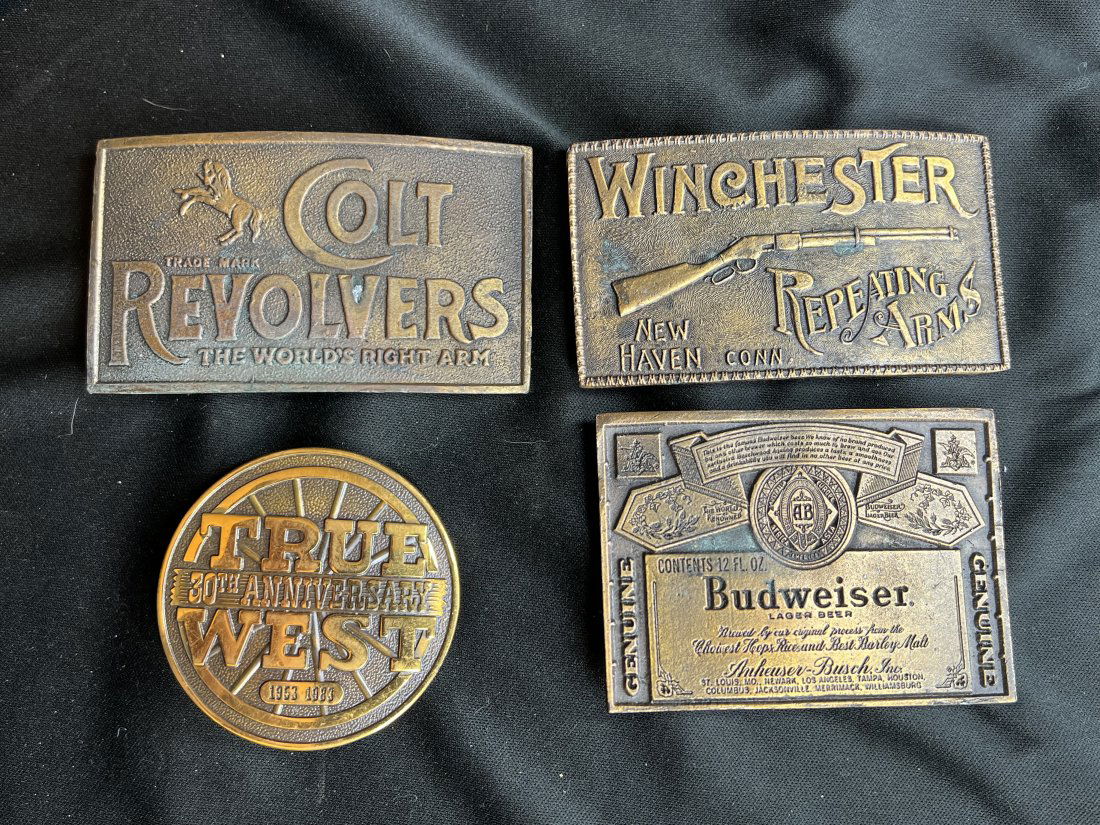 4 Belt Buckles Colt, Winchester, Budweiser and True (1 of 3)