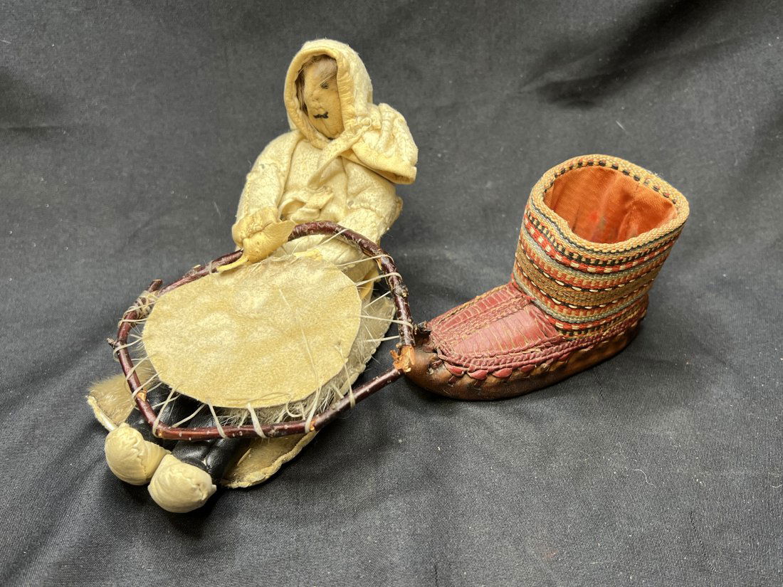 Leather Hand Made Indian Eskimo Fugurine and Sandal (1 of 4)