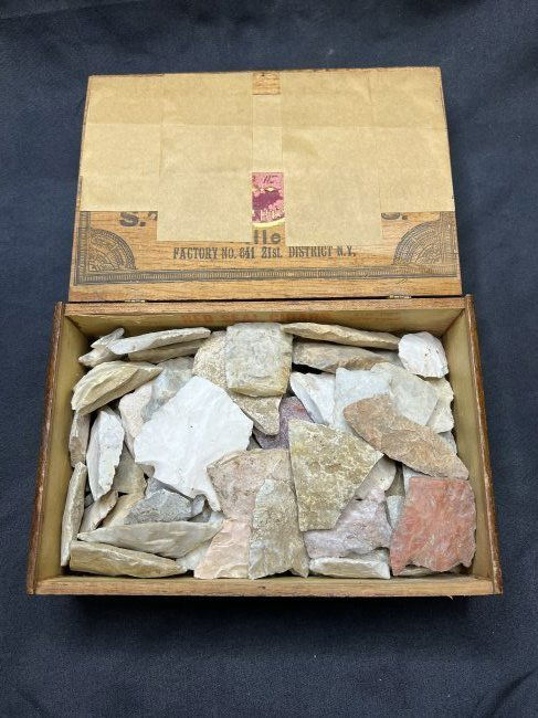 Cigar Box full of Damaged Arrowheads (1 of 3)