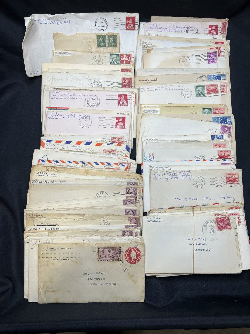 Large Group of Vintage Letters from the Early 1900's: Around 100 Envelopes with stamps and letters inside from over 100 years ago. The letters are from a group of family members from Foley Missouri.