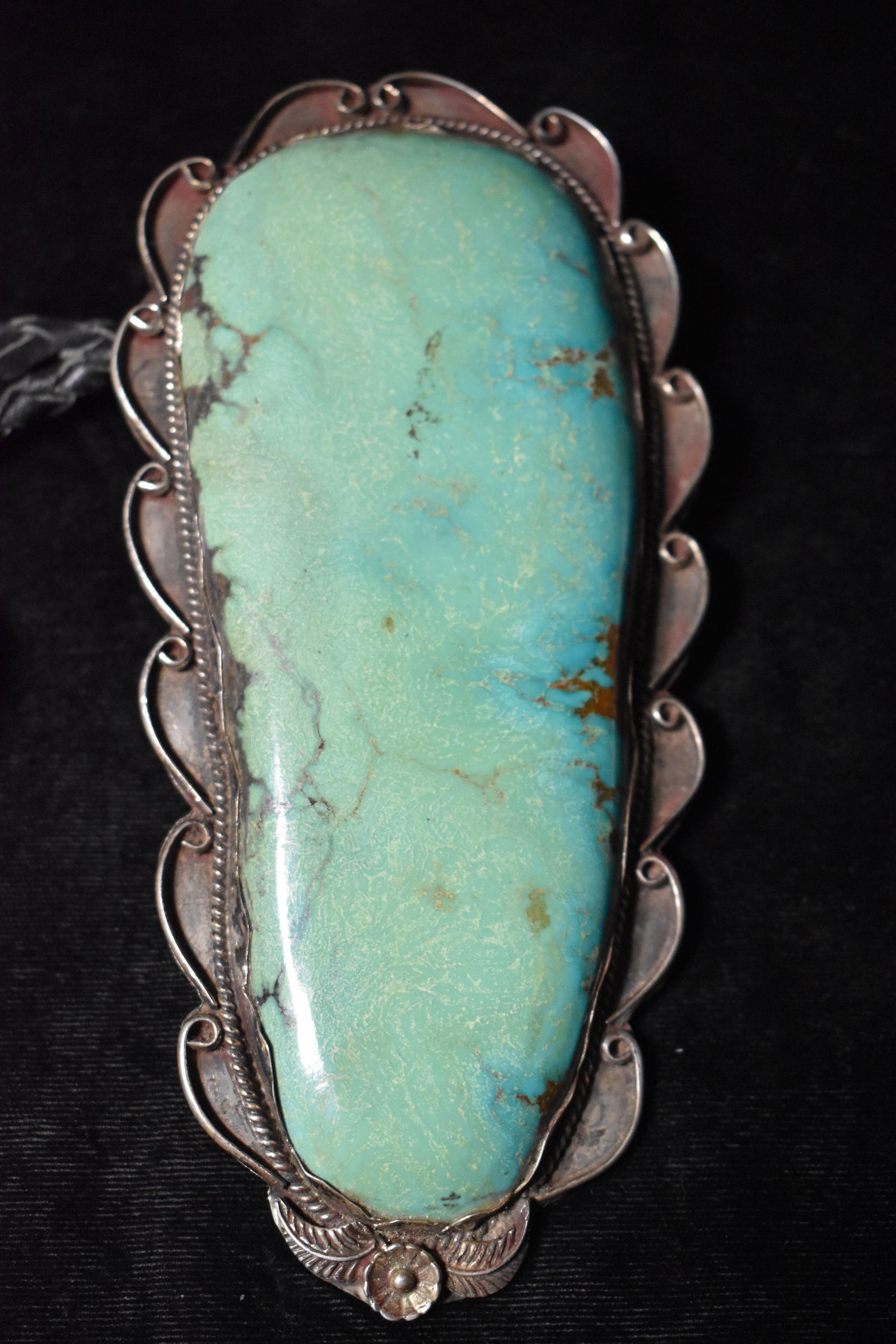 Bennett Old Pawn Gigantic 5 1/8" Turquoise on Sterling Silver Bolo (1 of 8)