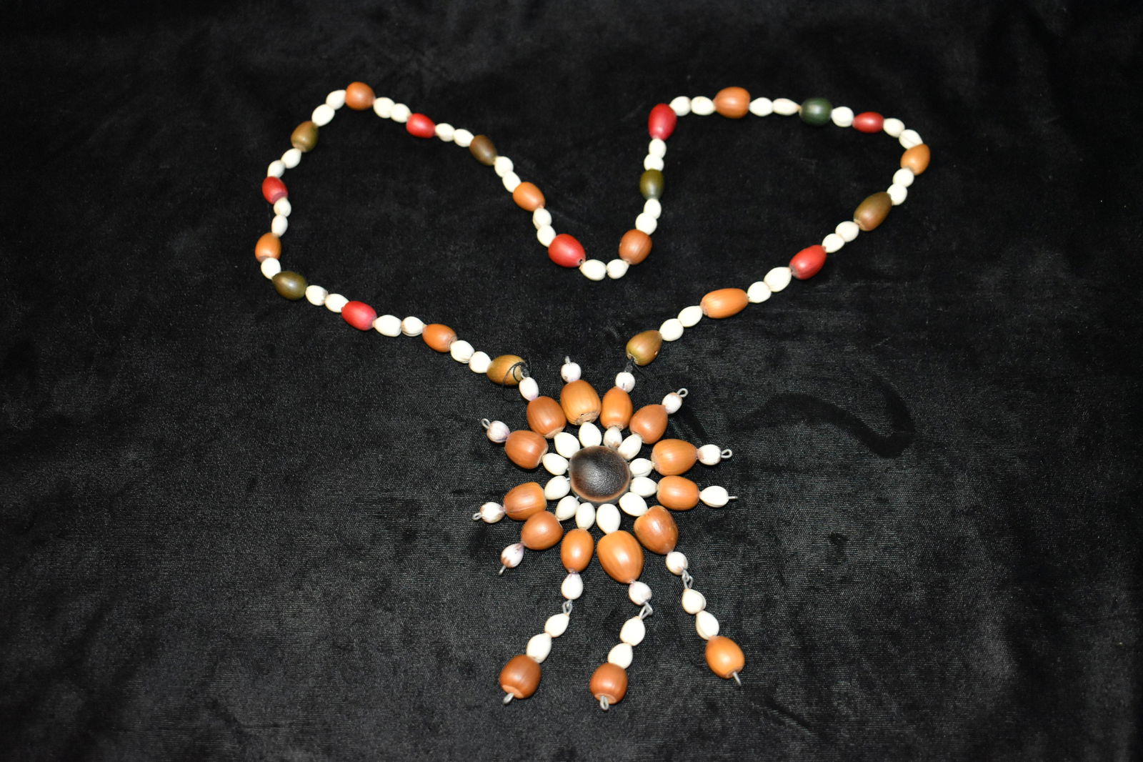 Handmade Vintage Nut, Seed & Bean Tribal Sun Pendant Necklace (1 of 4)