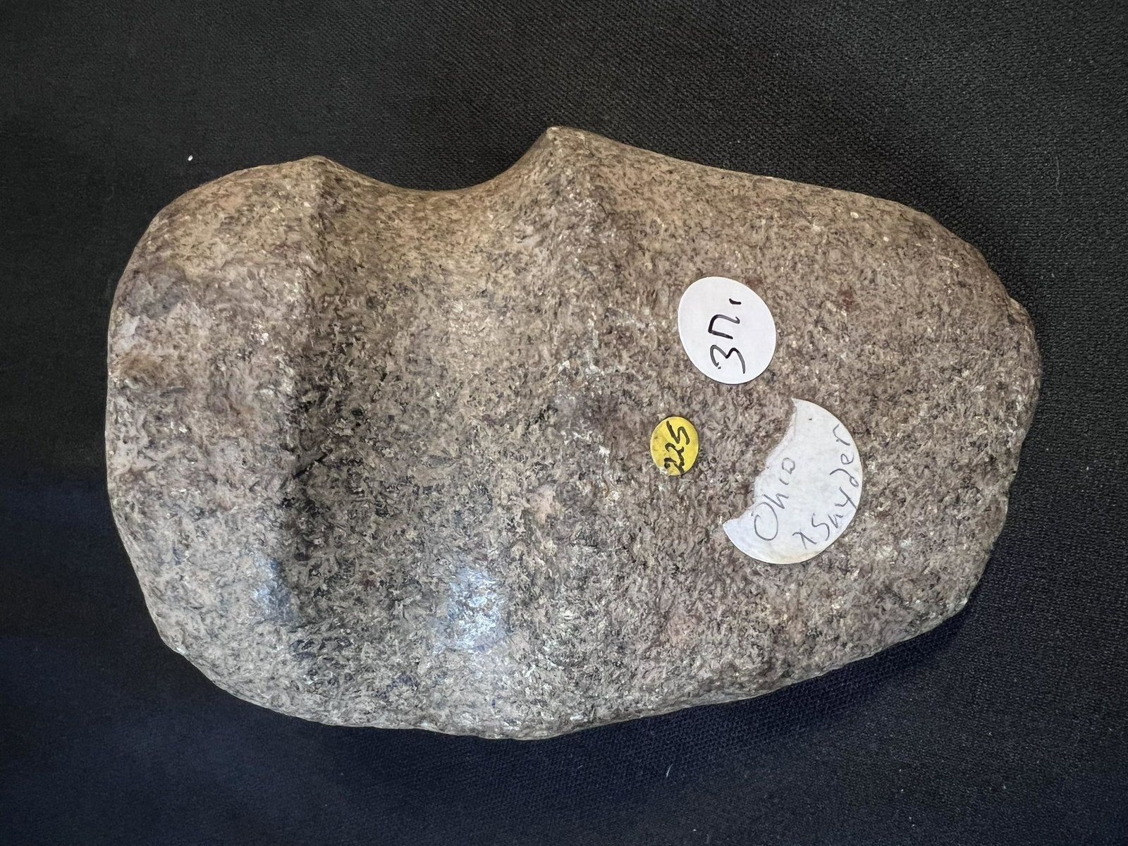 3/4 Groove Axe Found in Ohio. 4 1/2" long. Ex: Snyder, John Bennett.: 3/4 Groove Axe Found in Ohio. 4 1/2" long. Ex: Snyder, John Bennett. Ancient prehistoric authentic native american artifacts.