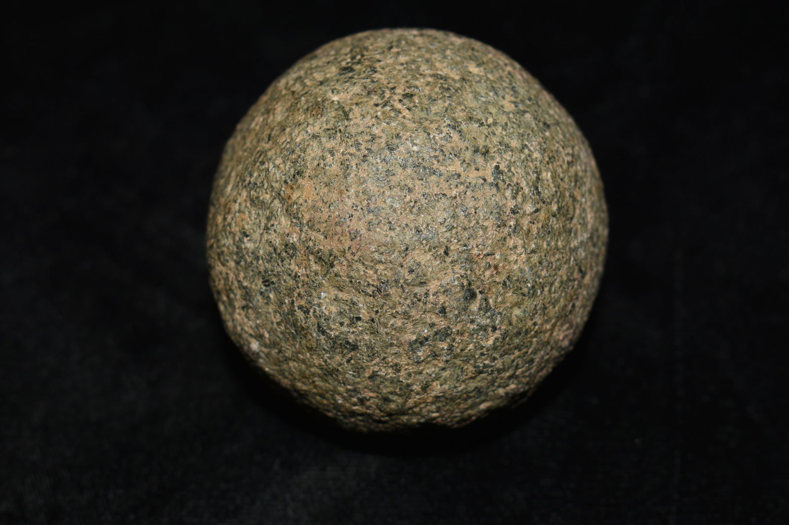 2 1/8" Nicely Formed Granite Game Ball found in Madison Co., IL: 2 1/4" Granite Game Ball found in Madison Co., IL from the Chuck Strobel Collection Ancient prehistoric authentic native american artifacts.