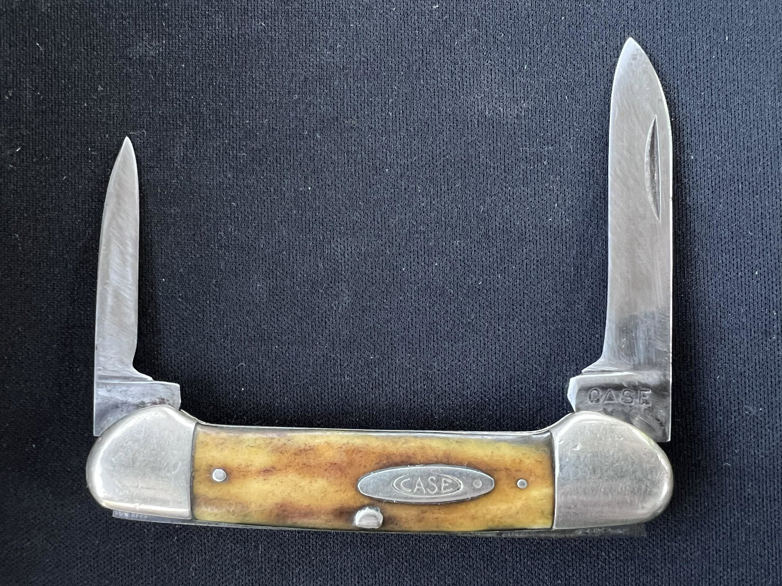 Case XX 52131 Stag/Antler Handle Pocket Knife. 2 blades in good condition, both snap open and: Case XX 52131 Stag/Antler Handle Pocket Knife. 2 blades in good condition, both snap open and closed. Measures 3 1/2 inches closed.