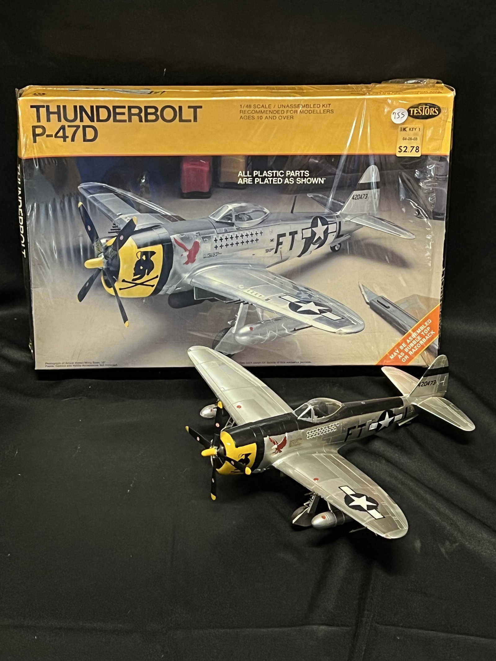 Testors Model Airplane Thunderbolt P-47D with the original box. Sold as is! There old and fragile: Testors Model Airplane Thunderbolt P-47D with the original box. Sold as is! There old and fragile so you may need glue to put it back together after shipping. We will try our best to package them the 