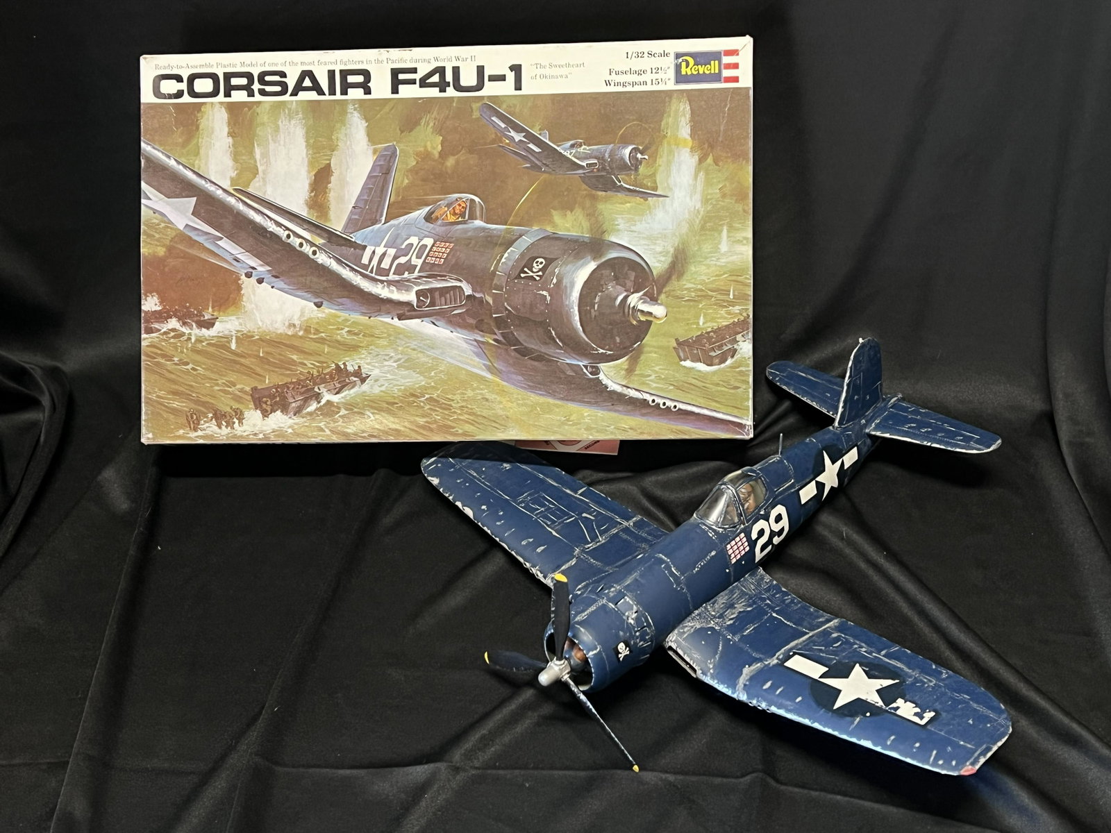 Revell Corsair F4U-1 Model Airplane with the original box. Sold as is! There old and fragile so: Revell Corsair F4U-1 Model Airplane with the original box. Sold as is! There old and fragile so you may need glue to put it back together after shipping. We will try our best to package them the best 
