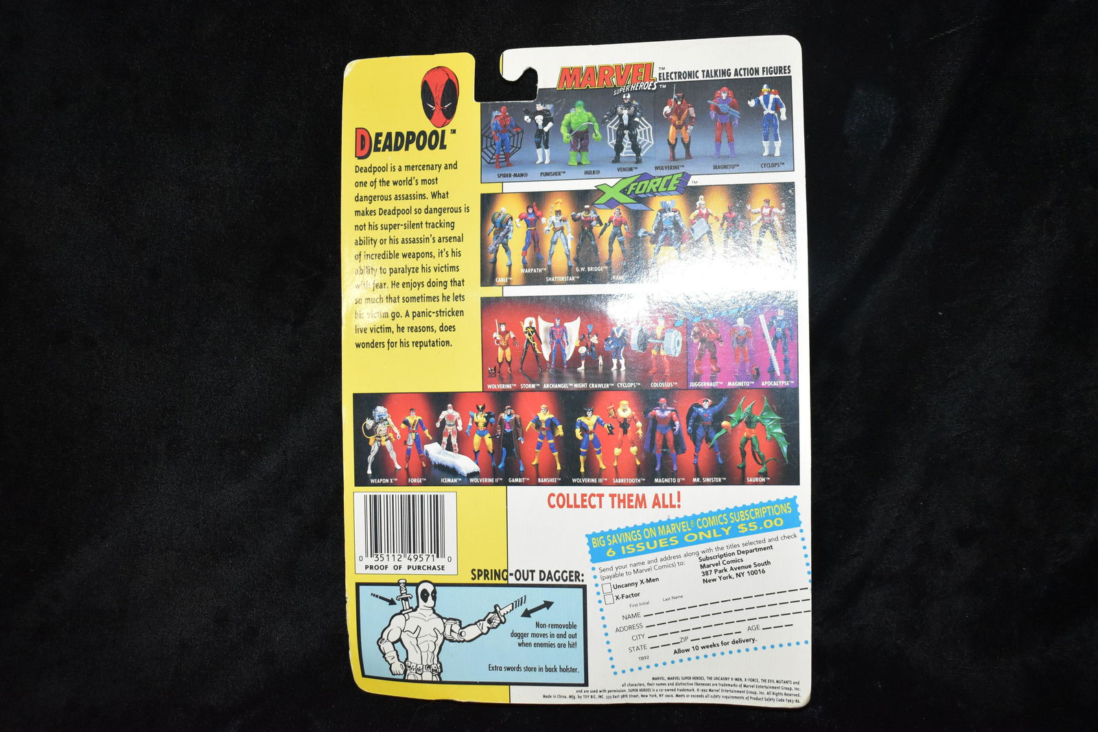 Vintage 1992 Uncanny X-Men: Deadpool, Toy Biz Figure Marvel New (1 of 3)