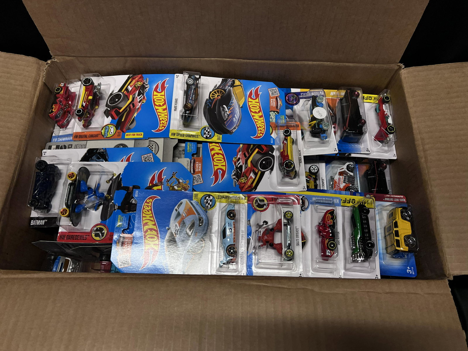 Mattel Hot Wheels Cars Assortment Contains 100 PCS.: Mattel Hot Wheels Cars Assortment Contains 100 PCS. Box of New Hot Wheels Cars in their original package. Picture of cars is for reference only and the cars in the picture may not be the cars in the b
