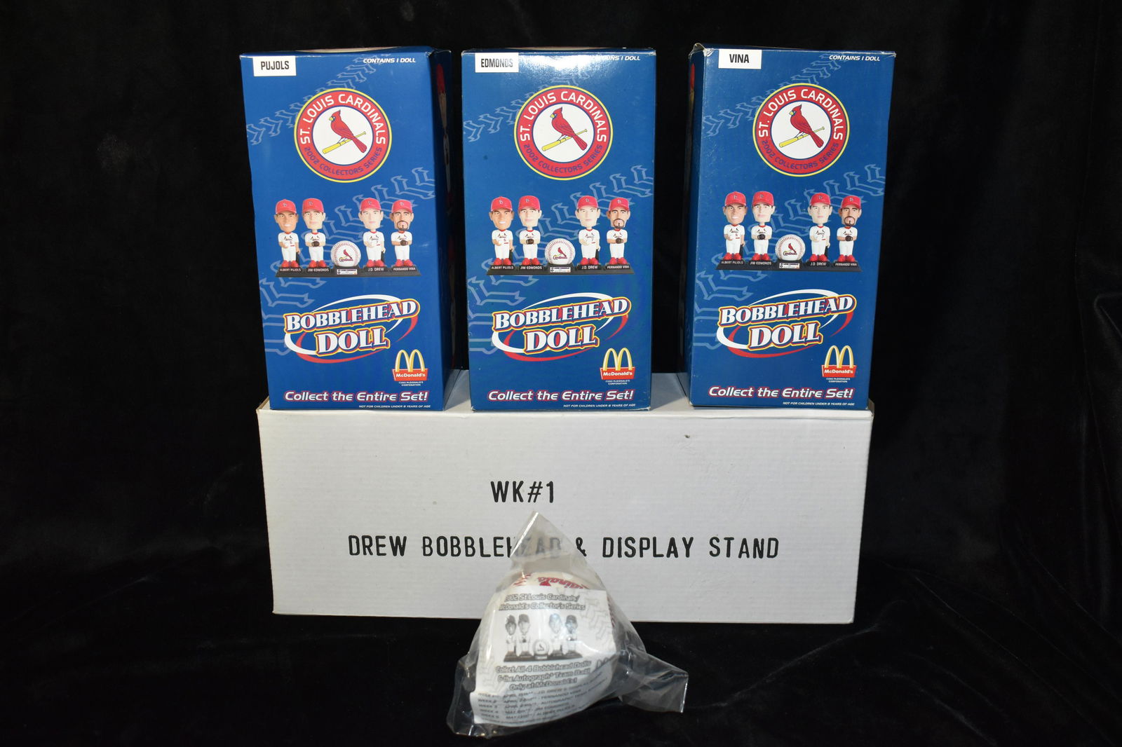 2002 BOBBLE HEAD STL CARDINALS DREW EDMONDS VINA PUJOLS BALL & STAND (1 of 5)