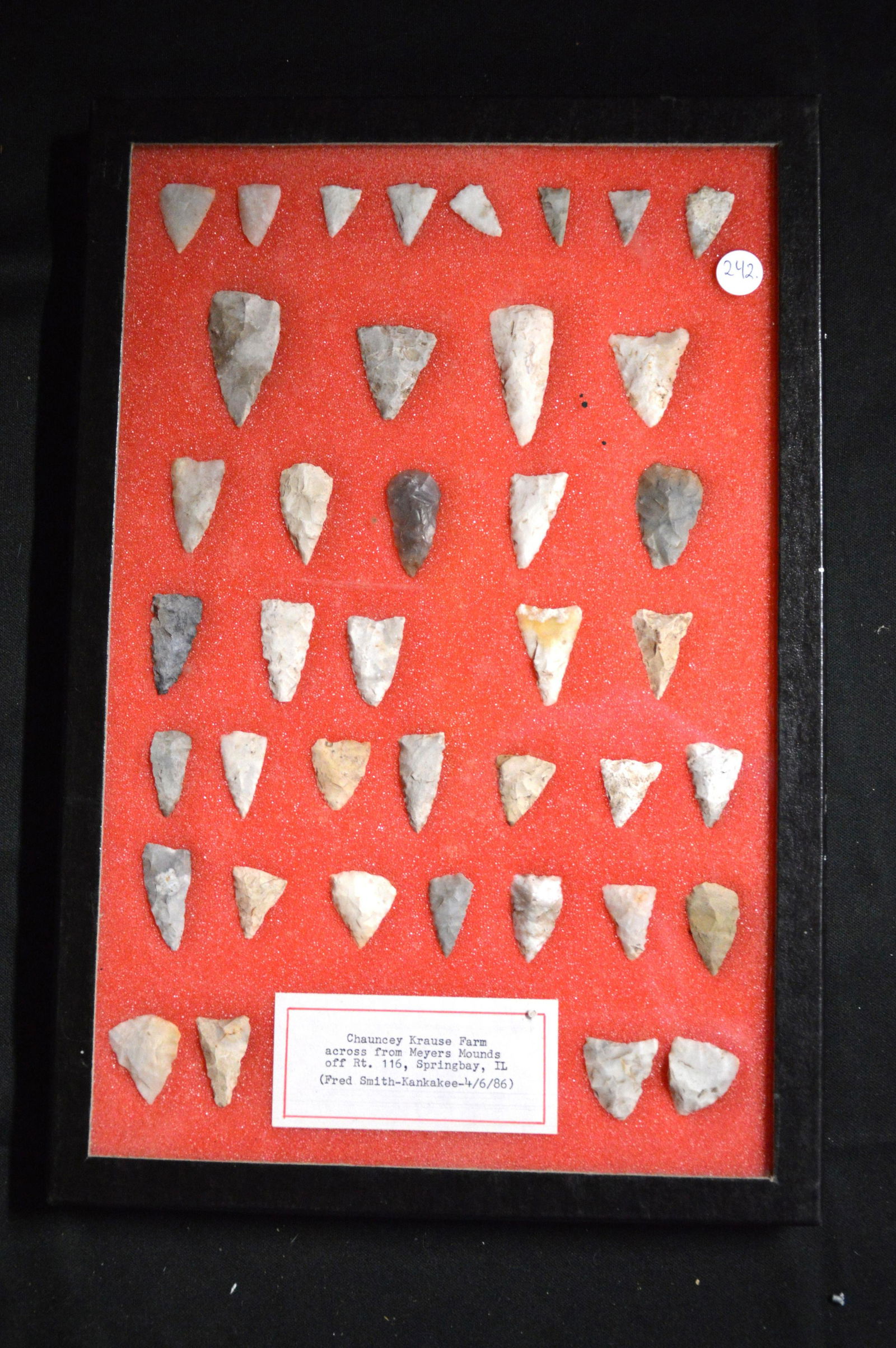 Frame of 40 Triangles Found on The Chauncey Krause Farm across from Meyers Mounds Springbay (1 of 4)
