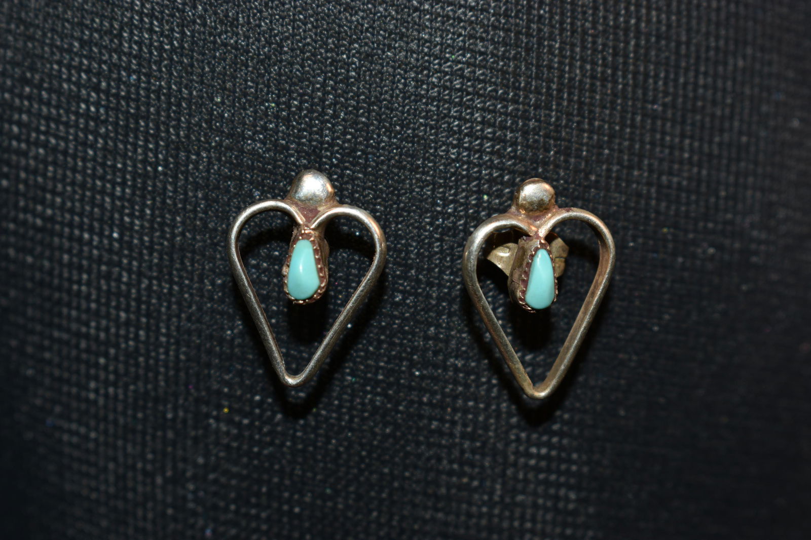 Vintage Navajo Turquoise and Sterling Silver Earrings 2 grams (1 of 3)