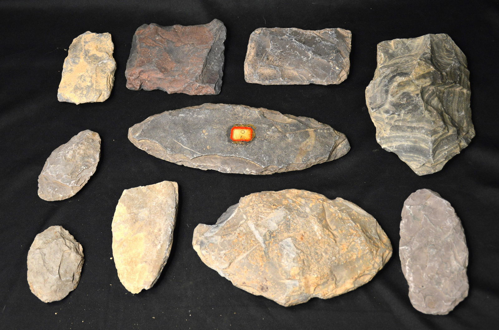 10 Pieces of Worked Slate Found in Ohio Longest is 7 3/4" Ex: John Bennett Collection. (1 of 7)