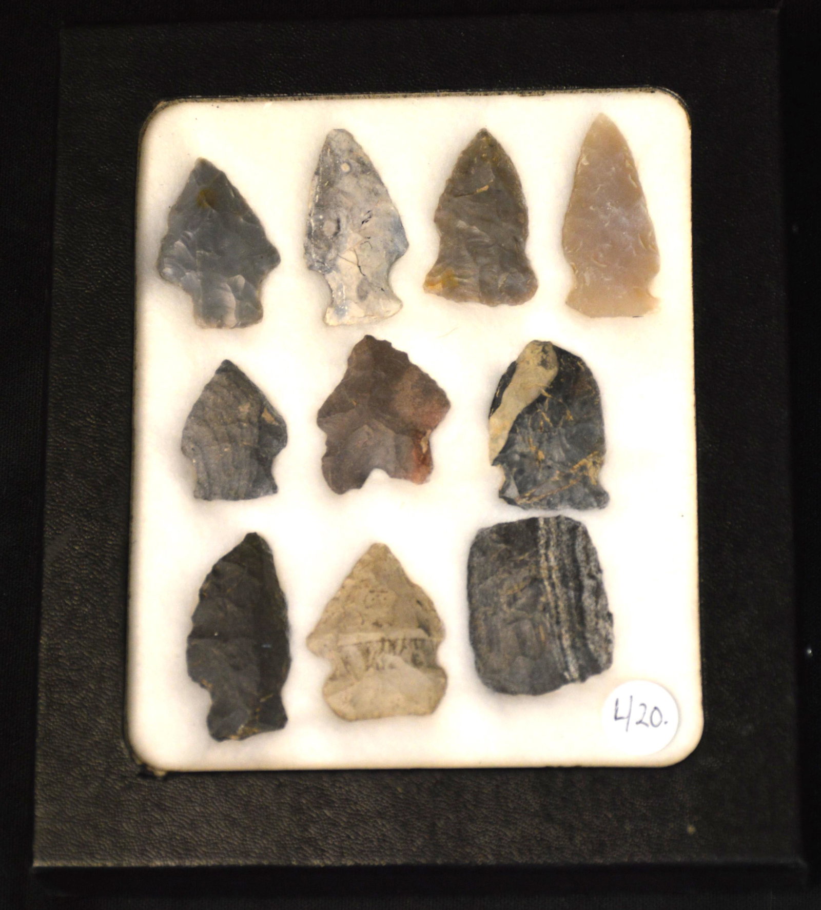 10 Arrowheads Found in Ohio Longest is 1 1/2" Ex: John Bennett Collection. (1 of 3)
