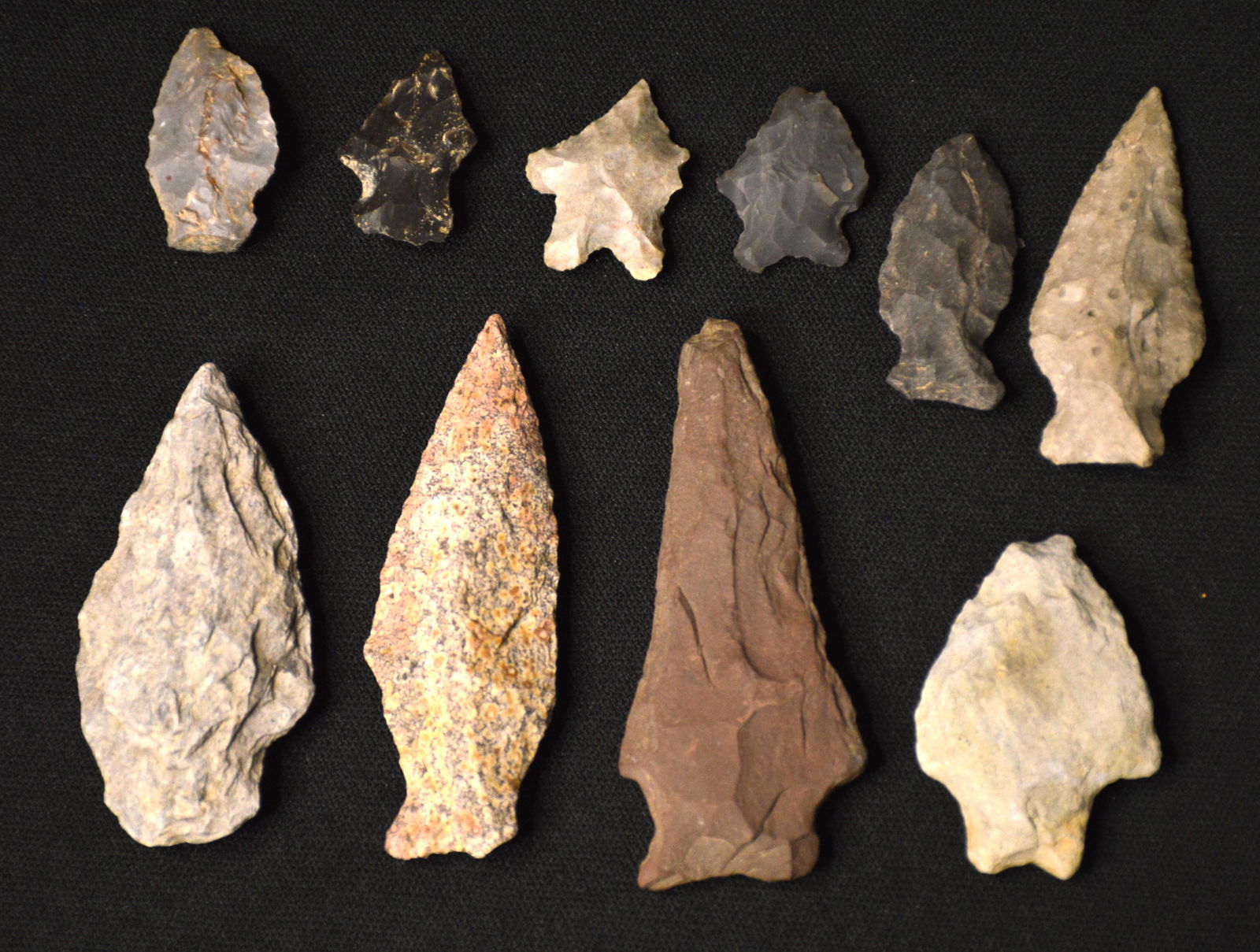 10 Points Found at The Douglas Hill Mound Site near Liberty West Virginia.  Longest is 2 3/8" (1 of 2)
