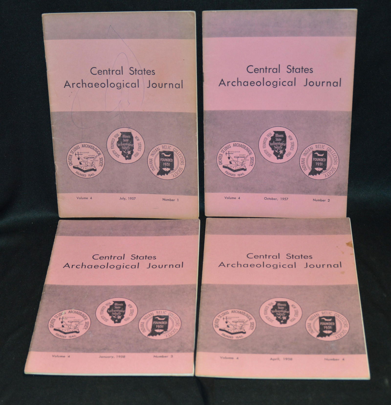 1957-1958 Volume 4 Central States Archaeological Journal Complete Set Numbers 1-4 in great (1 of 3)