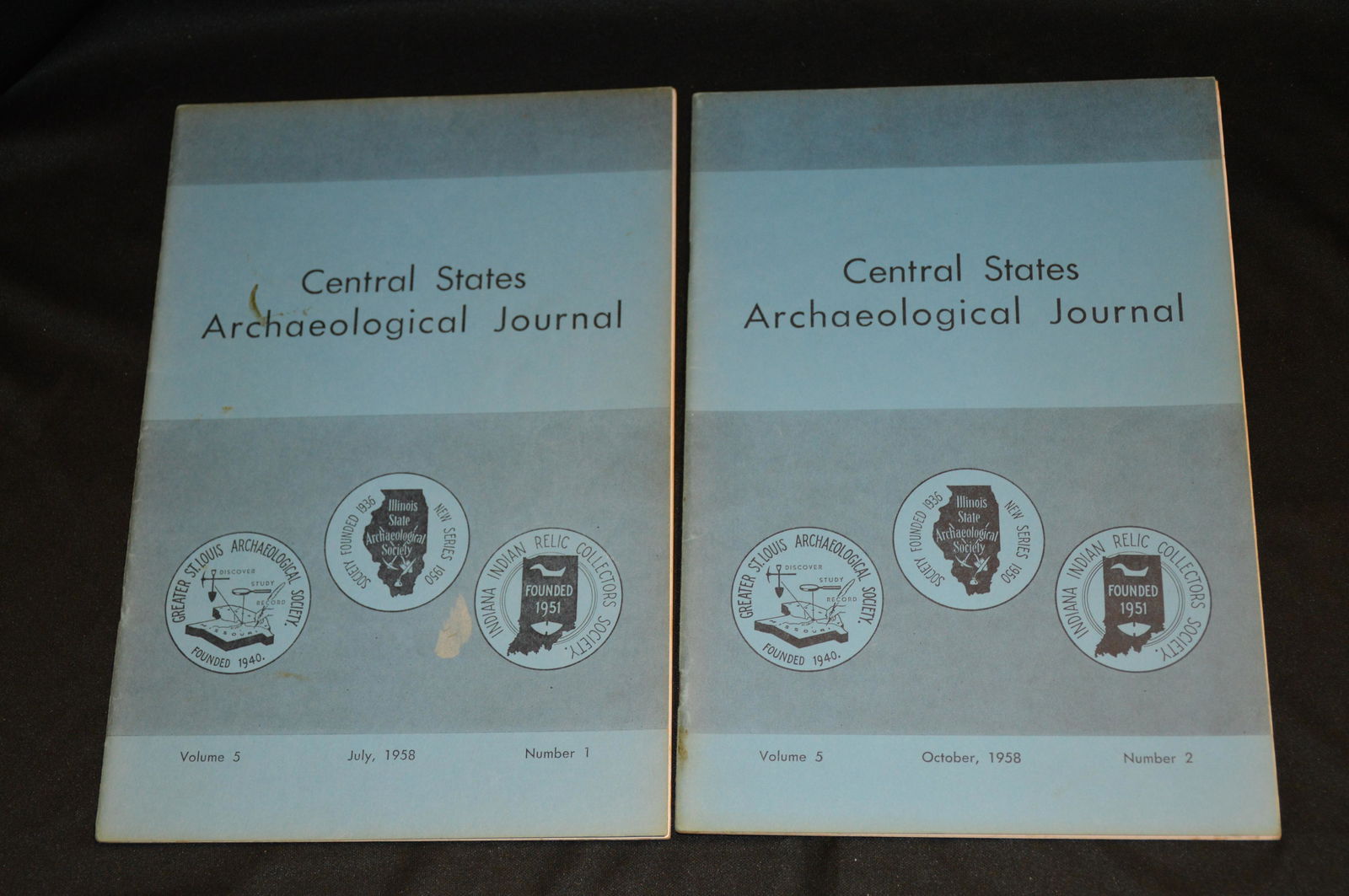 1958 Volume 5 Central States Archaeological Journal Complete Set Numbers 1-2 in great condition. (1 of 3)