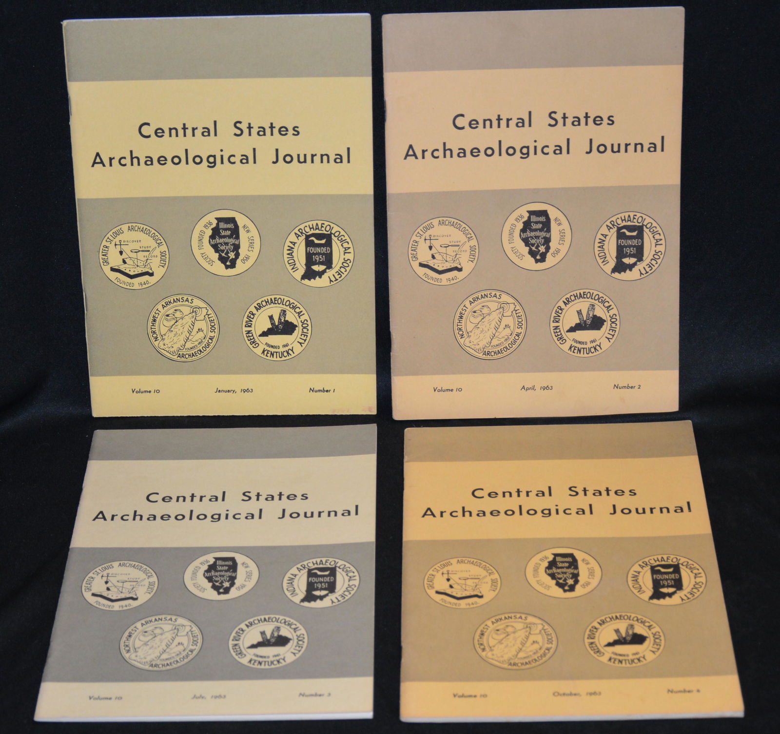 1963 Volume 10 Central States Archaeological Journal Complete Set Numbers 1-4 in great condition. (1 of 3)