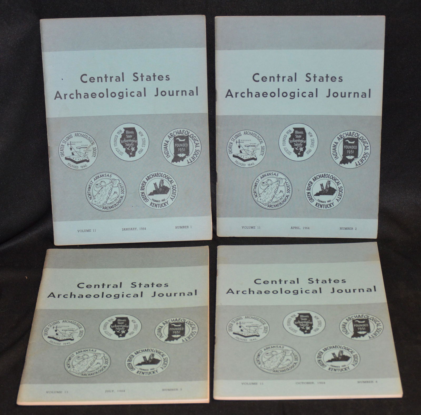 1964 Volume 11 Central States Archaeological Journal Complete Set Numbers 1-4 in great condition. (1 of 3)