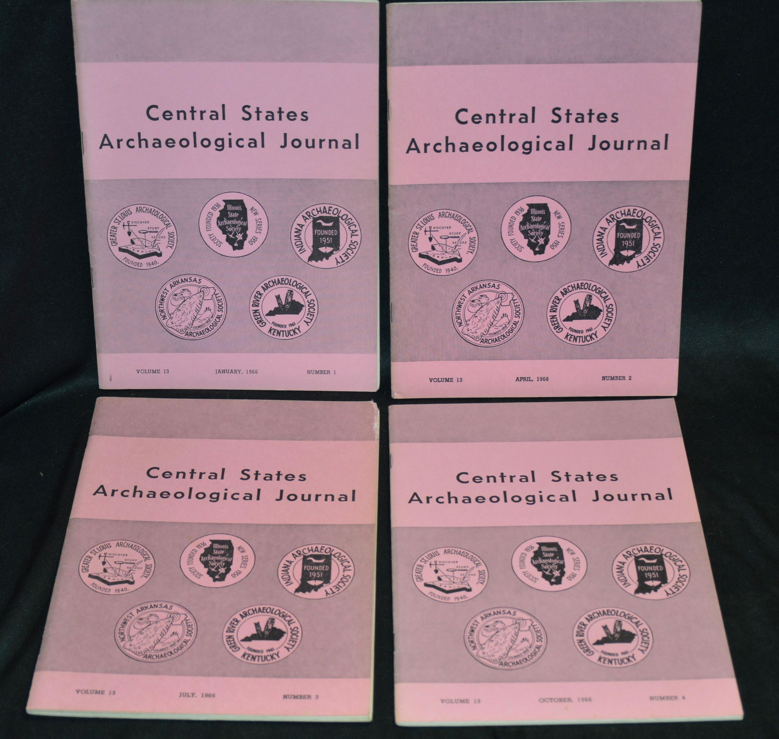 1966 Volume 13 Central States Archaeological Journal Complete Set Numbers 1-4 in great condition. (1 of 3)