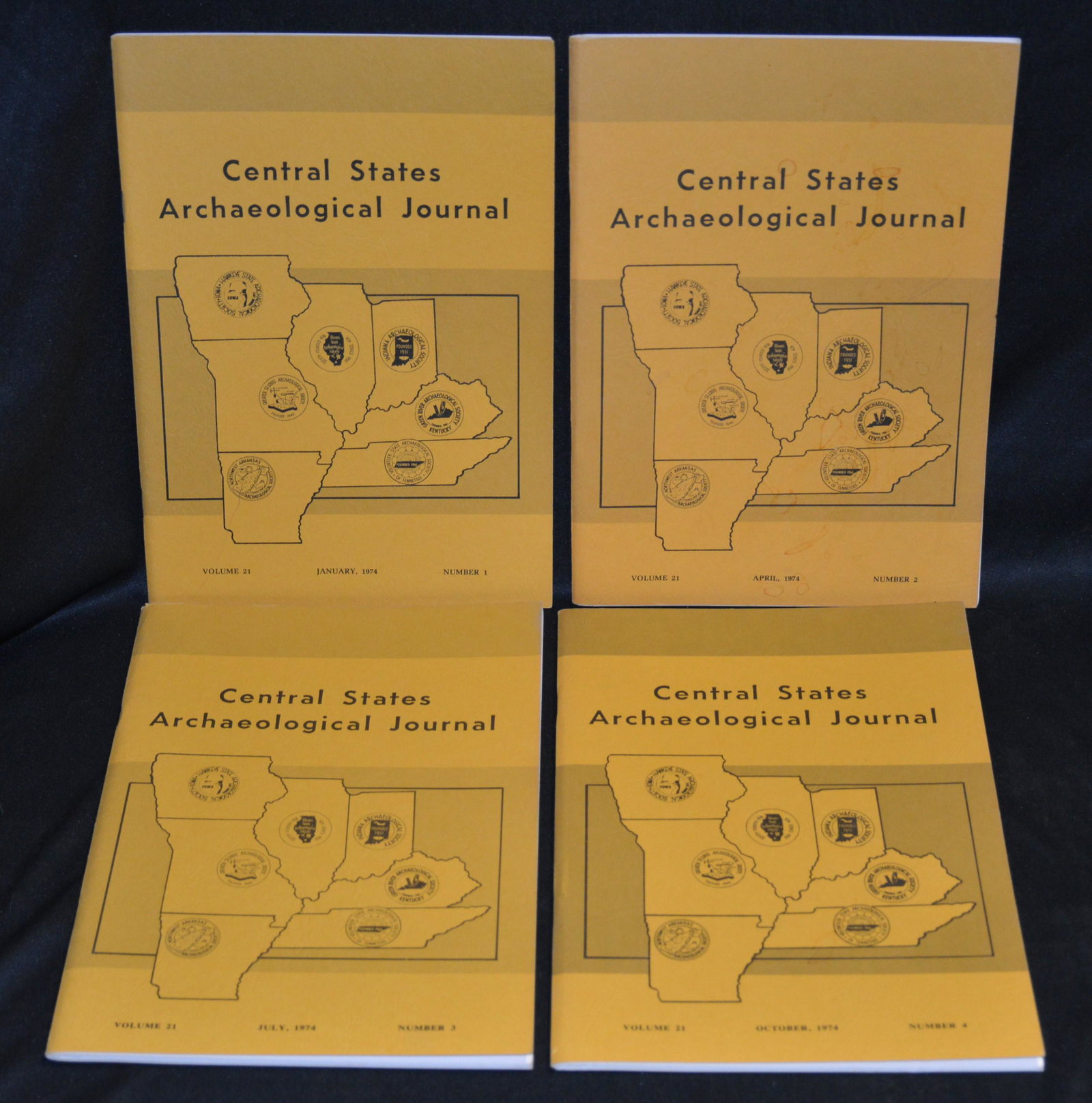 1974 Volume 21 Central States Archaeological Journal Complete Set Numbers 1-4 in great condition. (1 of 3)