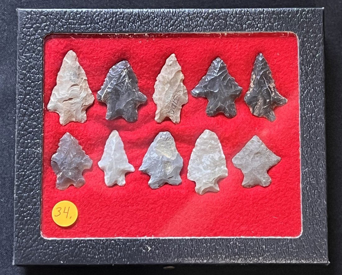 Group of 10 Bifurcated Arrowheads Found in Ohio longest is 1 1/2" Ex: John Bennett Collection.  The (1 of 4)