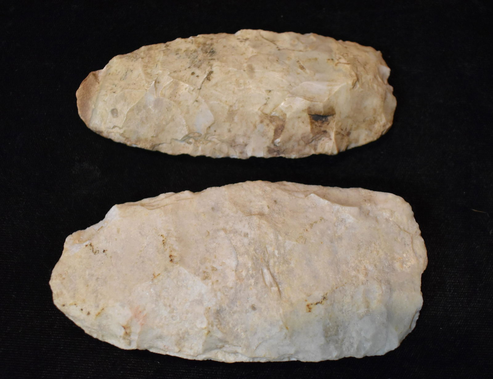 2 Burlington Chert Celts found in SE Iowa.  Ex Tom Ryan Collection (1 of 5)