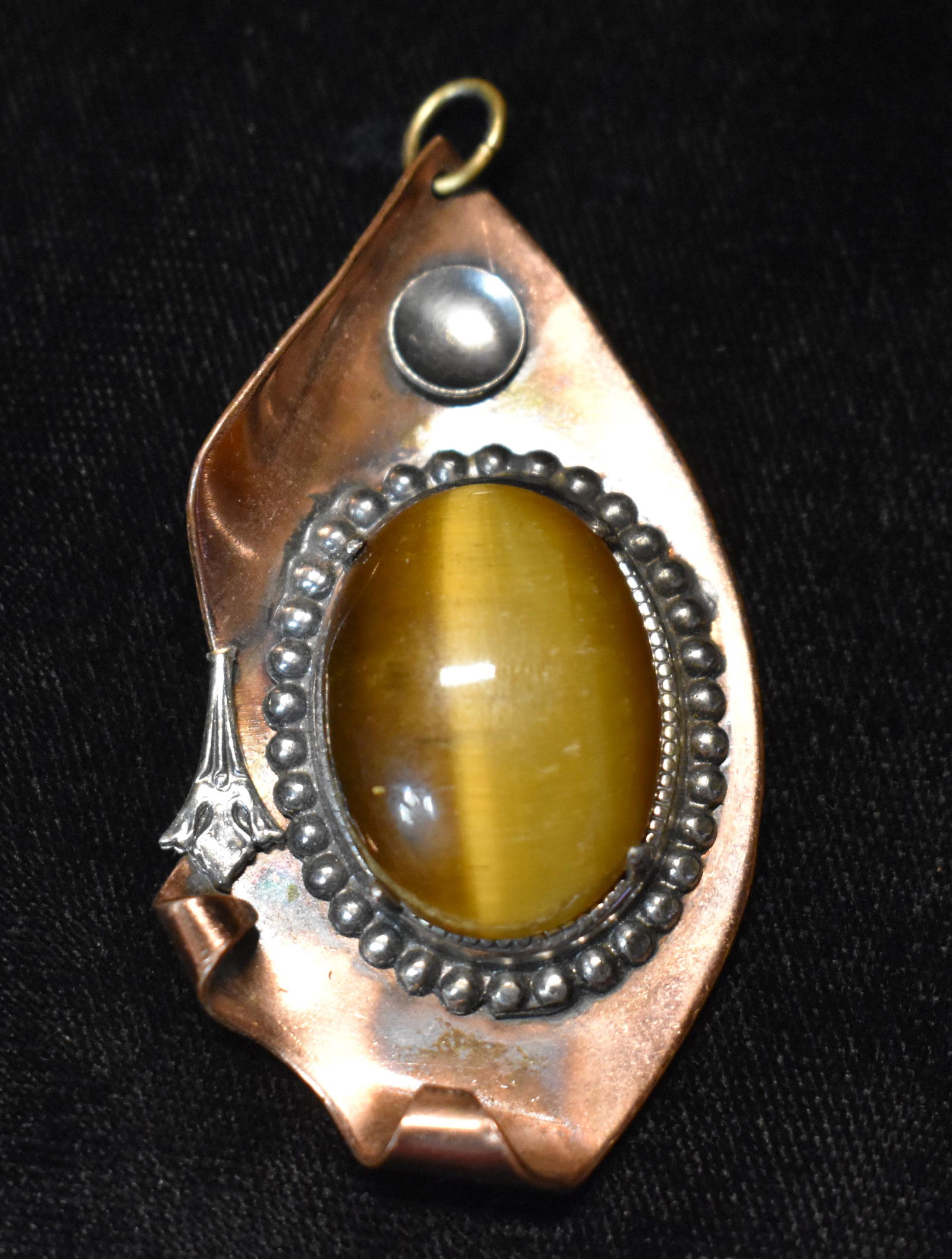Vintage Large Tiger Eye and Sterling Pendant Hand Made (1 of 3)