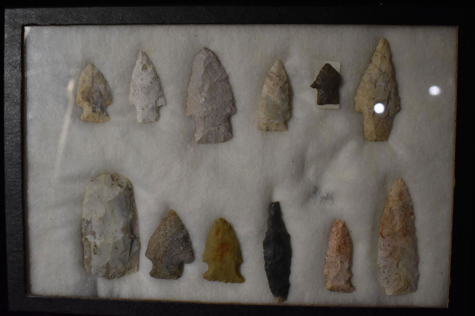 Frame of 12 Arrowheads from the Eldon Launer Collection (1 of 6)