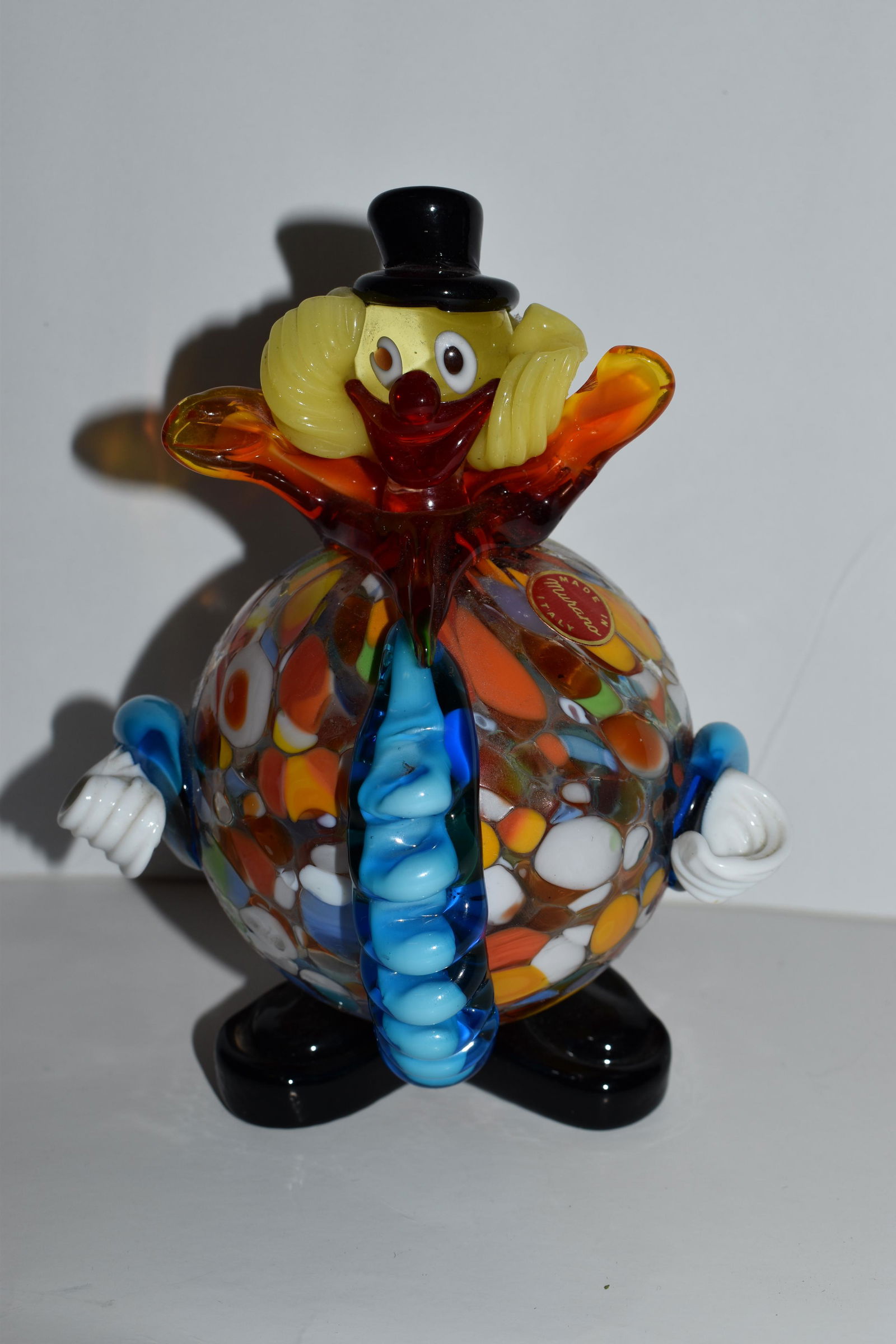 Vintage Elaborate 6" Venetian Murano Blown Glass Very Colorful Clown (chip on back side of collar) (1 of 6)