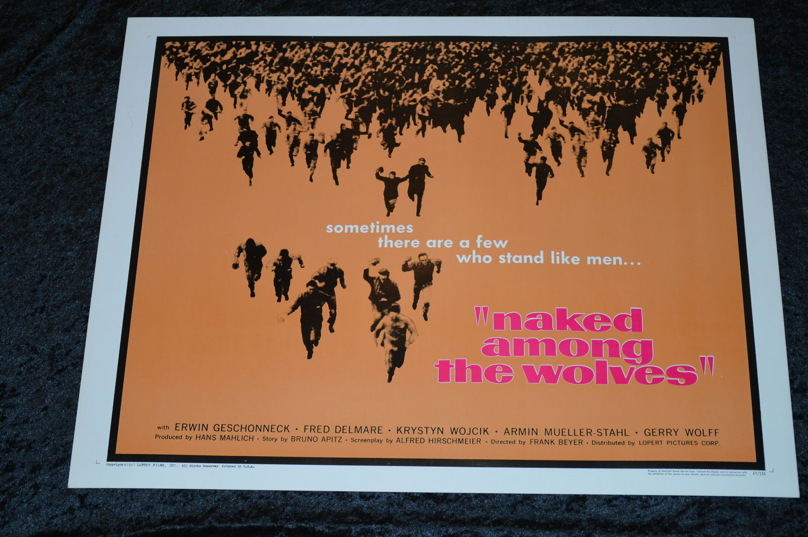 1967 Naked Among The Wolves Original Movie Poster by Lopert Pictures Starring Edwin Geschonneck,: 1967 Naked Among The Wolves Original Movie Poster by Lopert Pictures Starring Edwin Geschonneck, Fred Delmarva, Krystyn Wojcik, Armin Mueller-Stahl, Gerry Wolff.