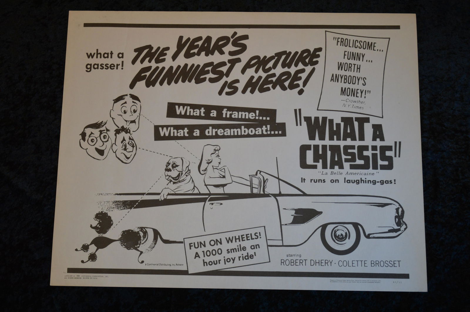 1963 What A Chassis Original Movie Poster Starring Robert Dhery, Colette Brosset. (1 of 7)