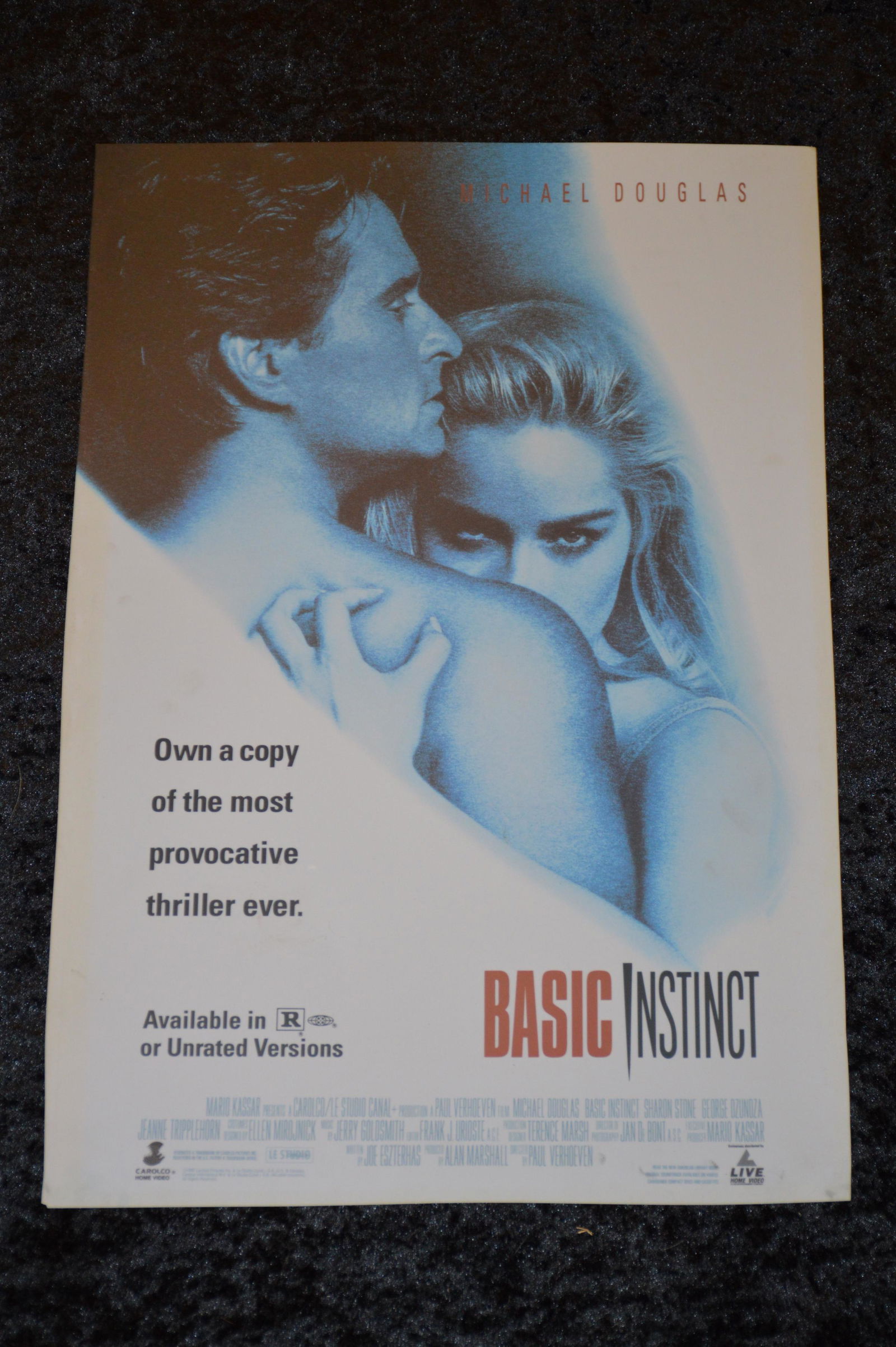 1992 Basic Instinct Original Movie Poster made of plastic by Tristan Pictures Starring Michael (1 of 5)