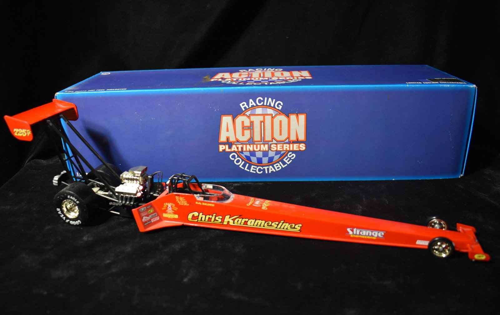 1996 Action 1/24 Scale Top Fuel Dragster 1 of 7500 Made Chris Karamesines: 1996 Action Platinum Series 1/24 Scale Top Fuel Dragster 1 of 7500 Chris Karamesines. New condition in its original box."