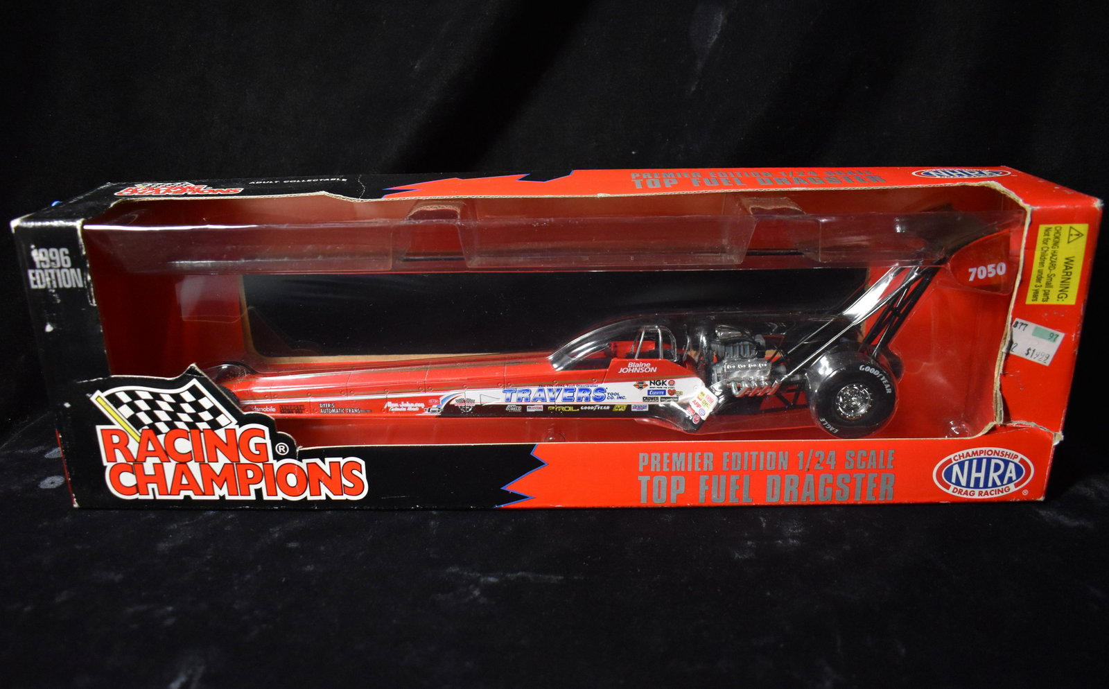 1997 NHRA Premier Edition TRAVERS Dragster 1:24 Scale NEW: 1997 NHRA Premier Edition TRAVERS Tool Co Inc. Dragster 1:24 Scale NEW in its original box. A little wear to the box."
