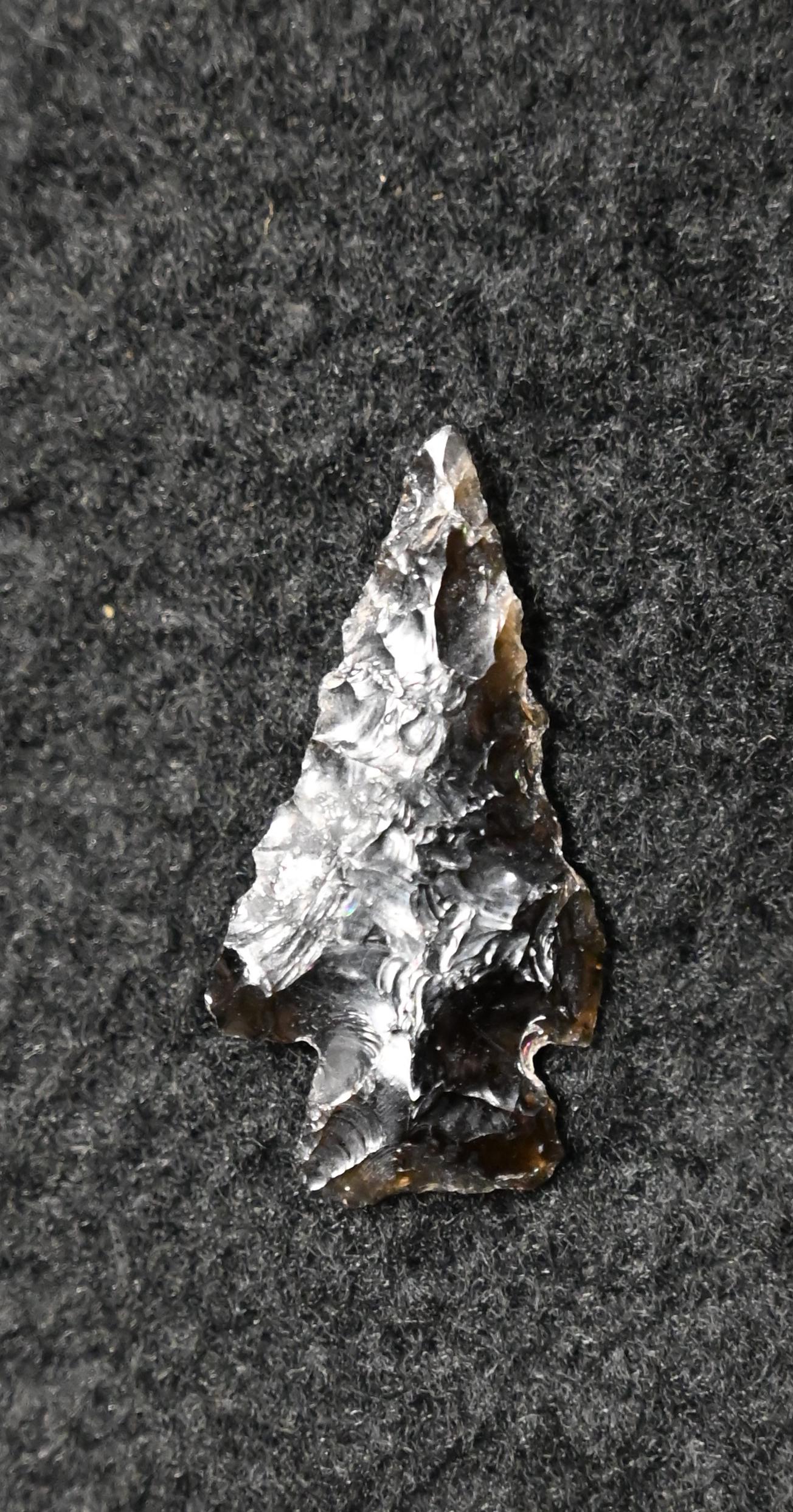 15/16" Rose Springs Obsidian Bird point, Keele COA Found in Malheur Co. Oregon Ex: Walt McIntyre (1 of 10)